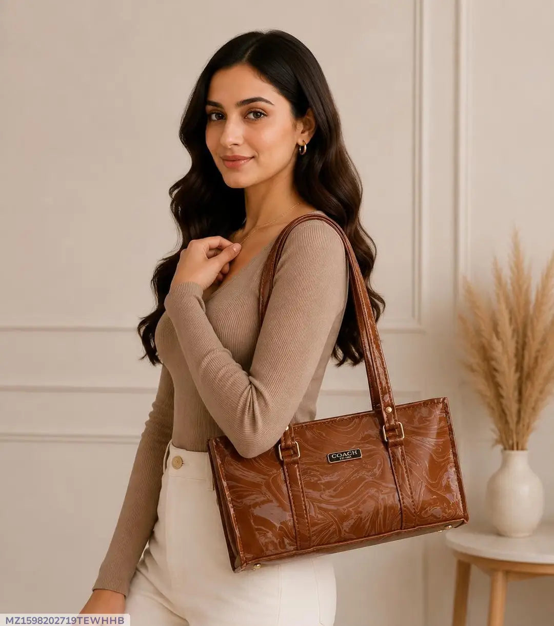 Women's Leather Printed Shoulder Bag