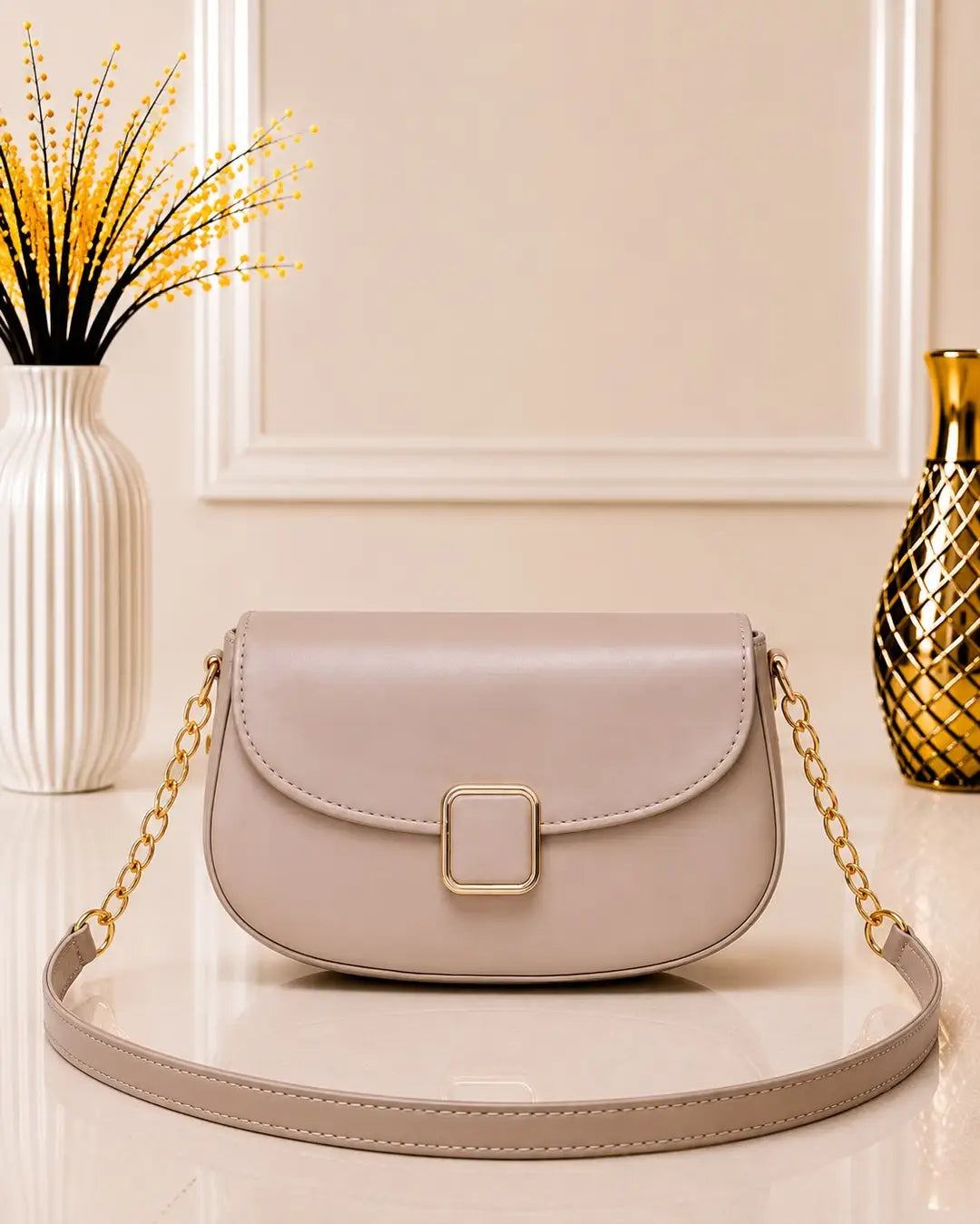 Women's Leather Plain Shoulder Bag