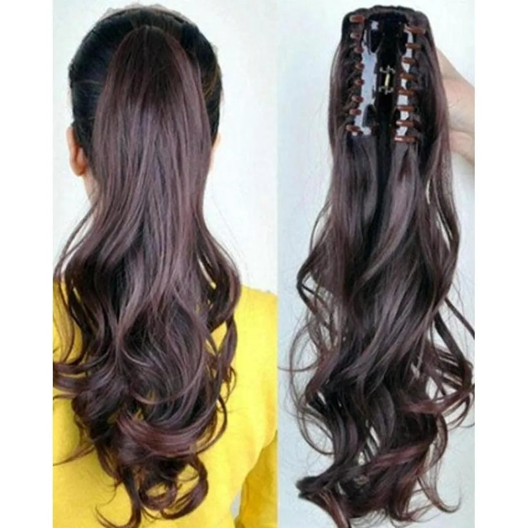 Natural Brown Hair Claw Clip Ponytail for Women