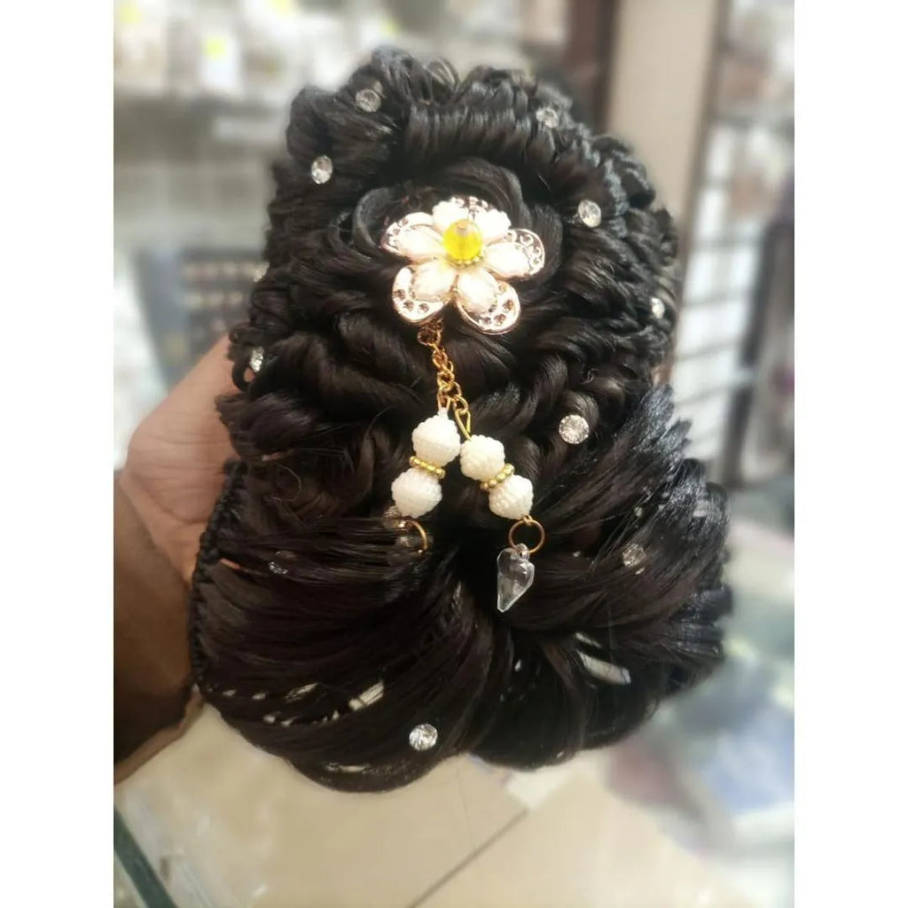 Black Floral Hair Catcher with Crystal Beads