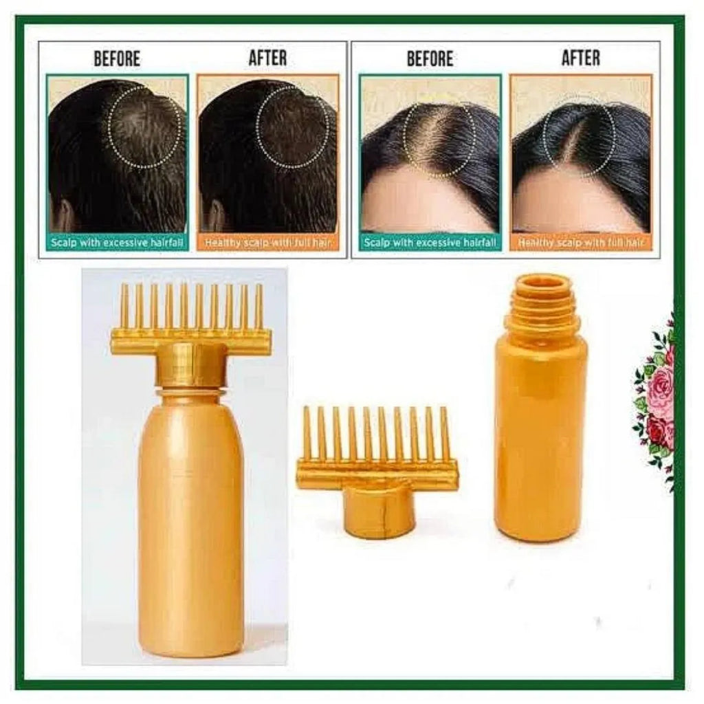 Gold Hair Oil Applicator with Comb for Easy Application