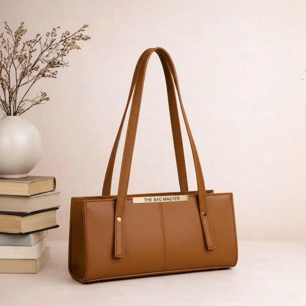 Girl's Brown Leather Top Handle Bag
