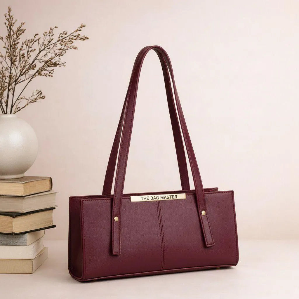 Girl's Brown Leather Top Handle Bag