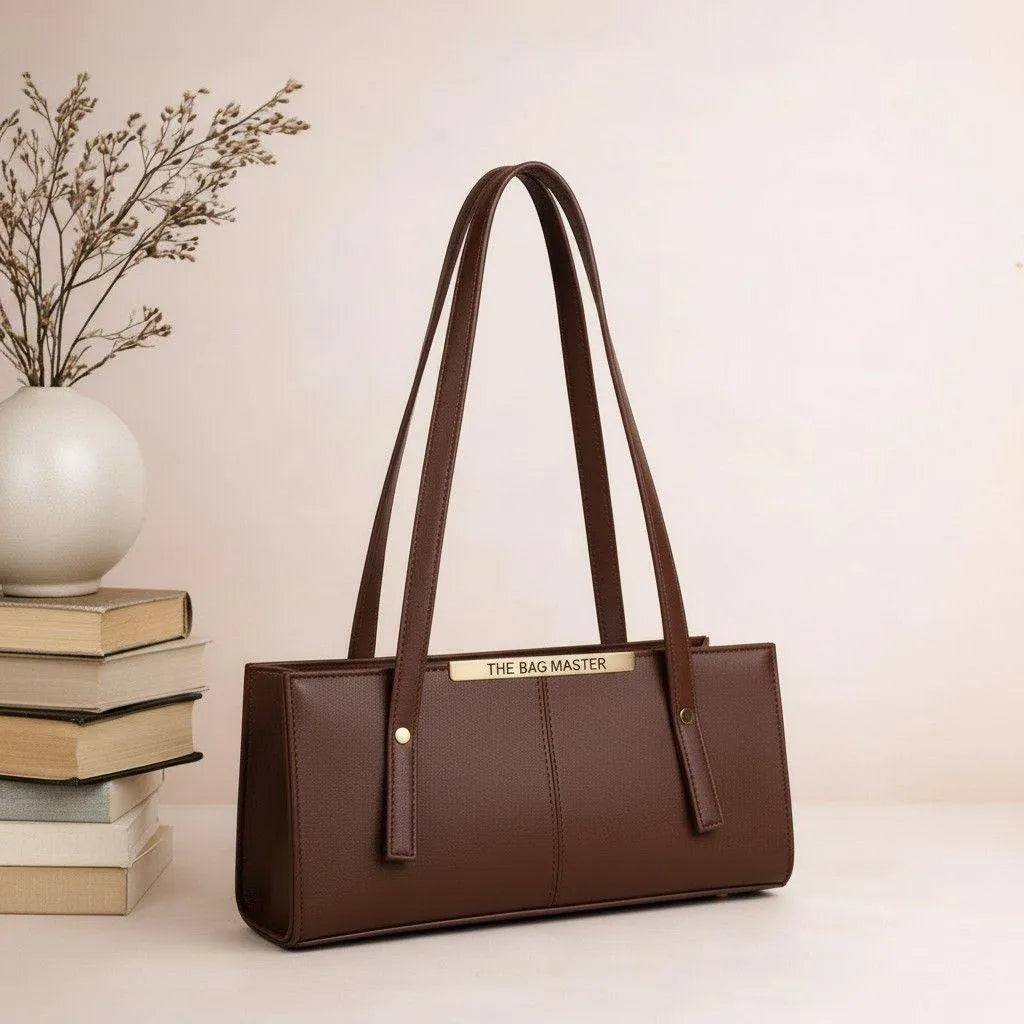 Girl's Brown Leather Top Handle Bag