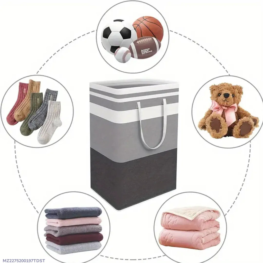Multicolor Foldable Laundry Basket 20x12" Durable Non-Woven