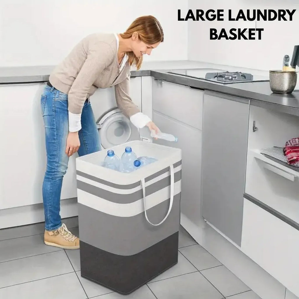 Multicolor Foldable Laundry Basket 20x12" Durable Non-Woven