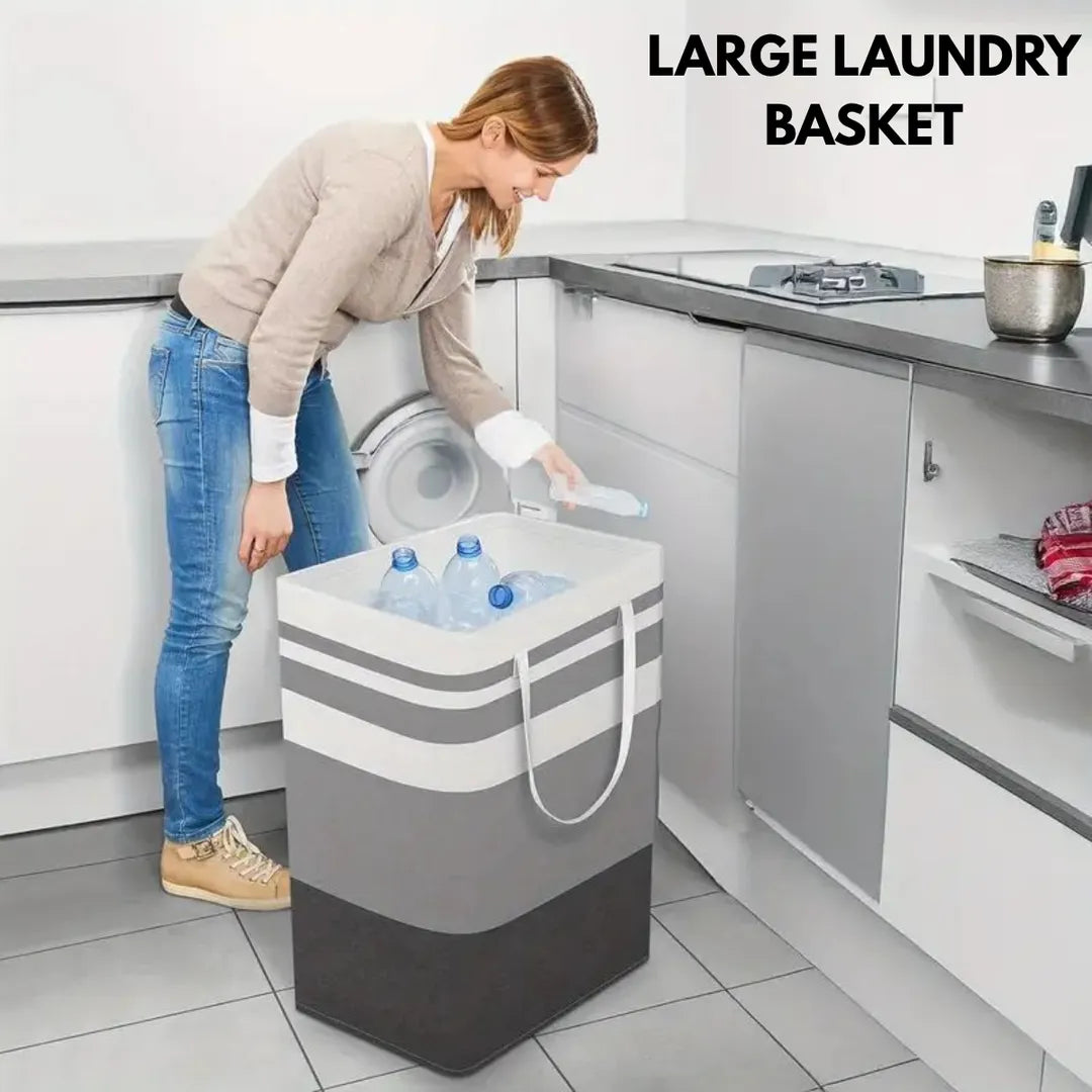 Multicolor Foldable Laundry Basket 20x12" Durable Non-Woven