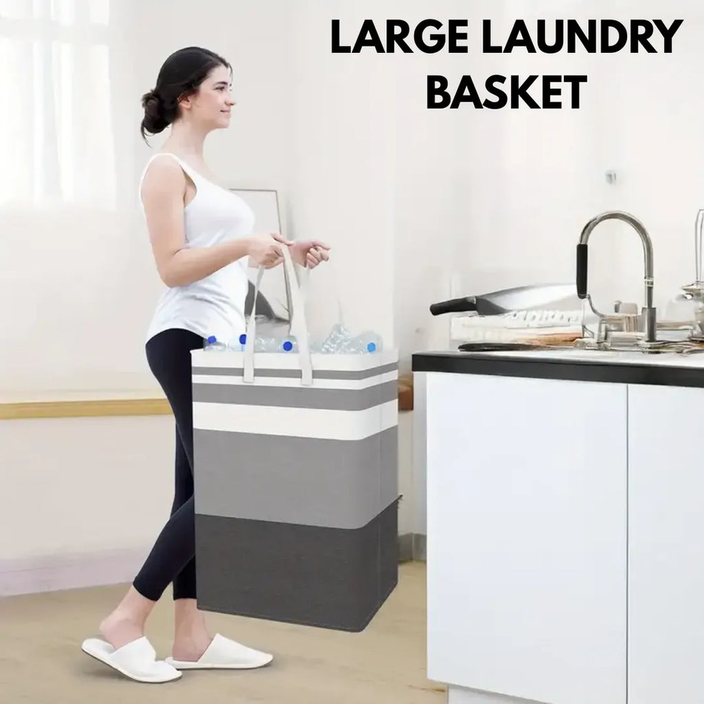 Multicolor Foldable Laundry Basket 20x12" Durable Non-Woven