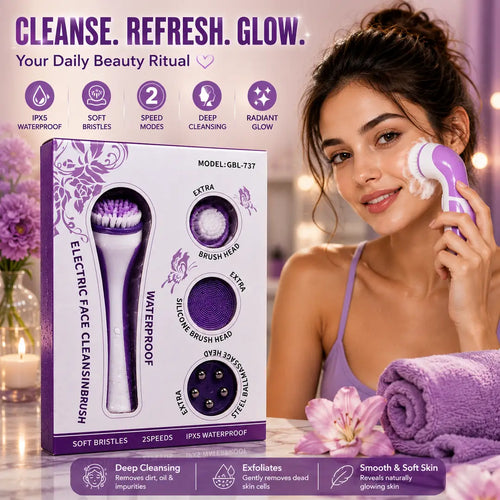 Electric Face Cleansing Brush GBL-737 | 3-in-1 Facial Cleansing & Massage Brush | IPX5 Waterproof | 2 Speed