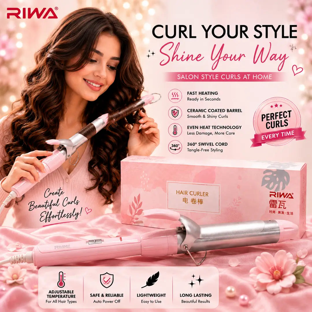 RIWA Professional Hair Curling Iron – Salon Style Curls at Home | 32mm
