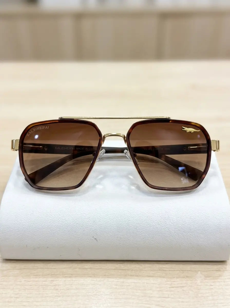 Elegant Unisex UV Protection Metal Sunglasses Brown