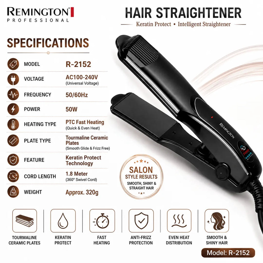 Keratin Protect Hair Straightener Tourmaline Ceramic Plates Model R-2152