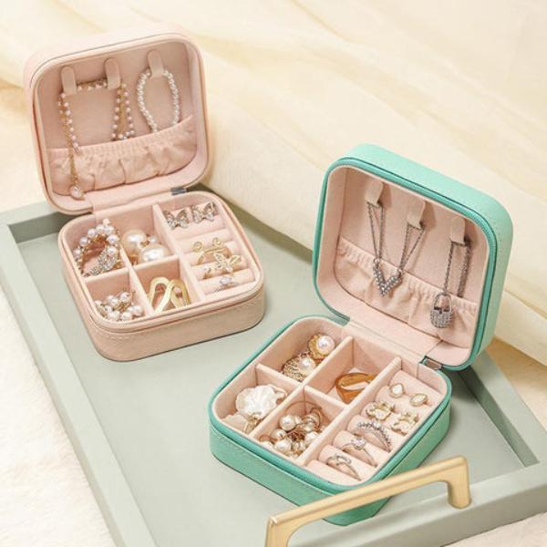 Stylish Pink Jewelry Box for Women Travel Home