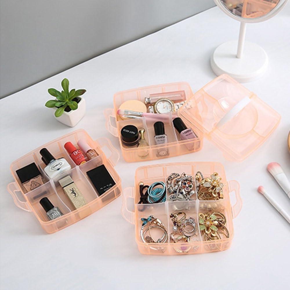 Stackable Jewellery Box Pink Blue Transparent Clear Compartment