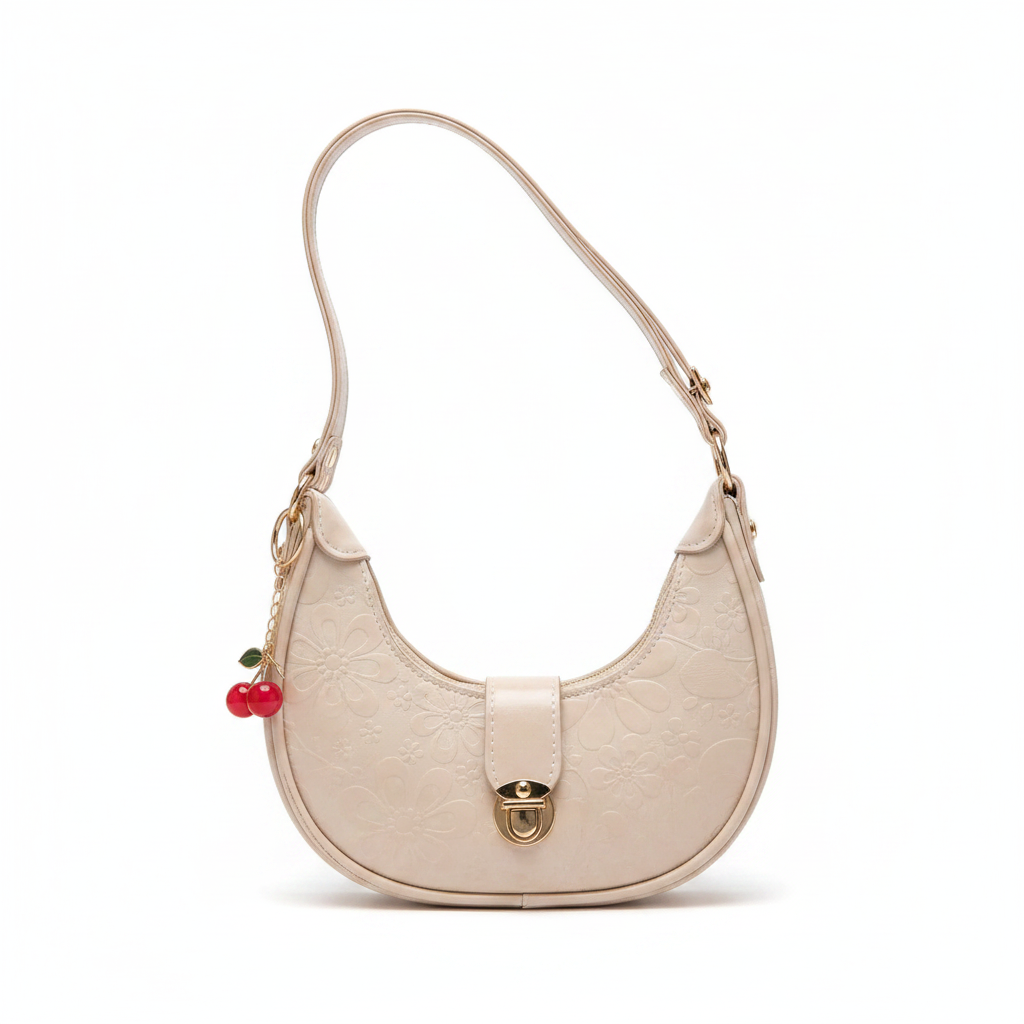 Beige Crescent Bag – Studio White