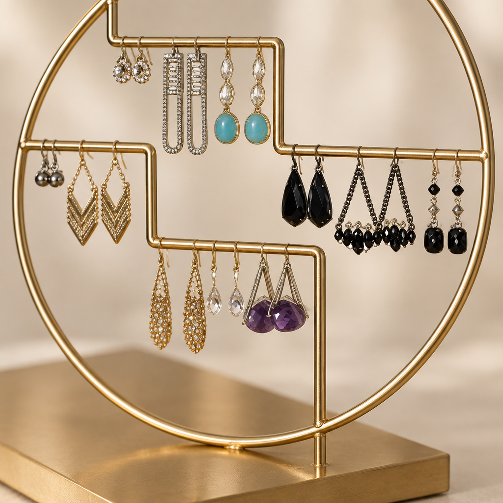 Close view of the jewelry stand’s frame and base