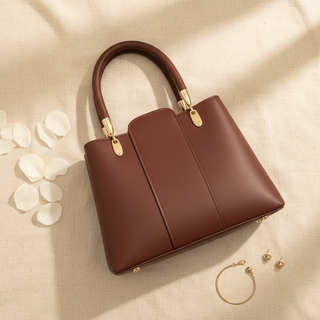 Flat Lay - Maroon Handbag