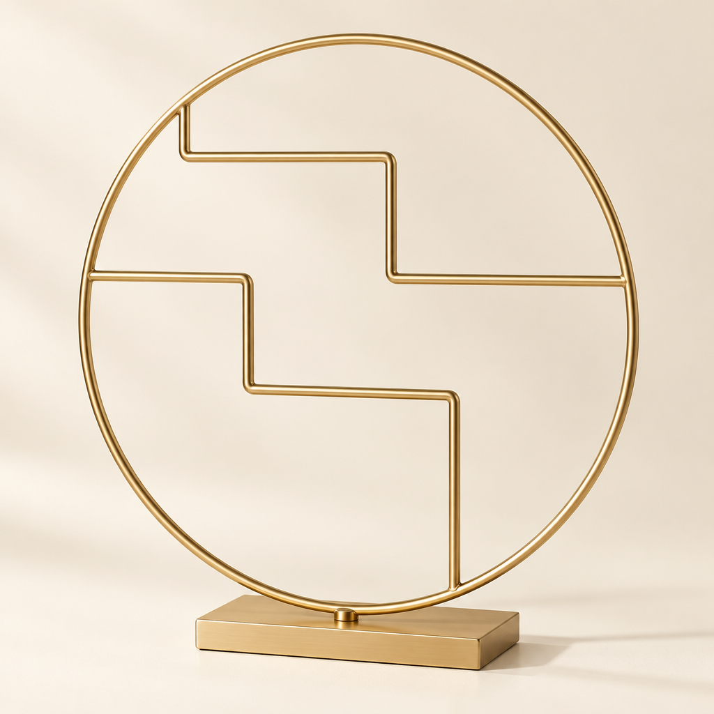 Gold-tone jewelry stand on an ivory background