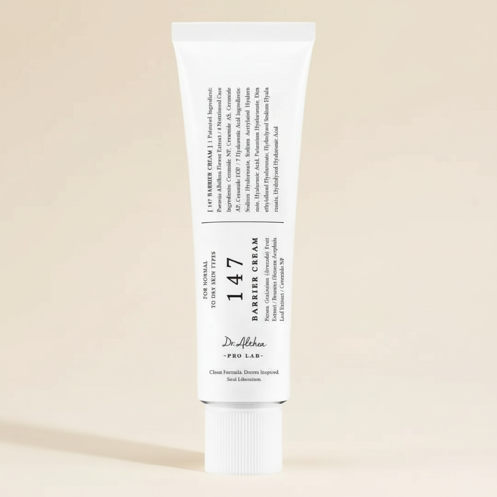 Dr. Althea Barrier Cream tube on a warm ivory background