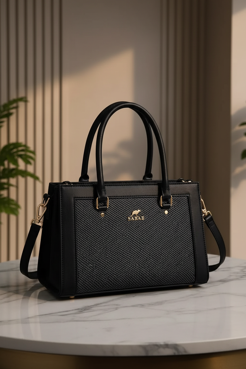 Luxury Black Woven Tote