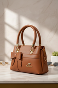 Luxury Tan Bow Satchel