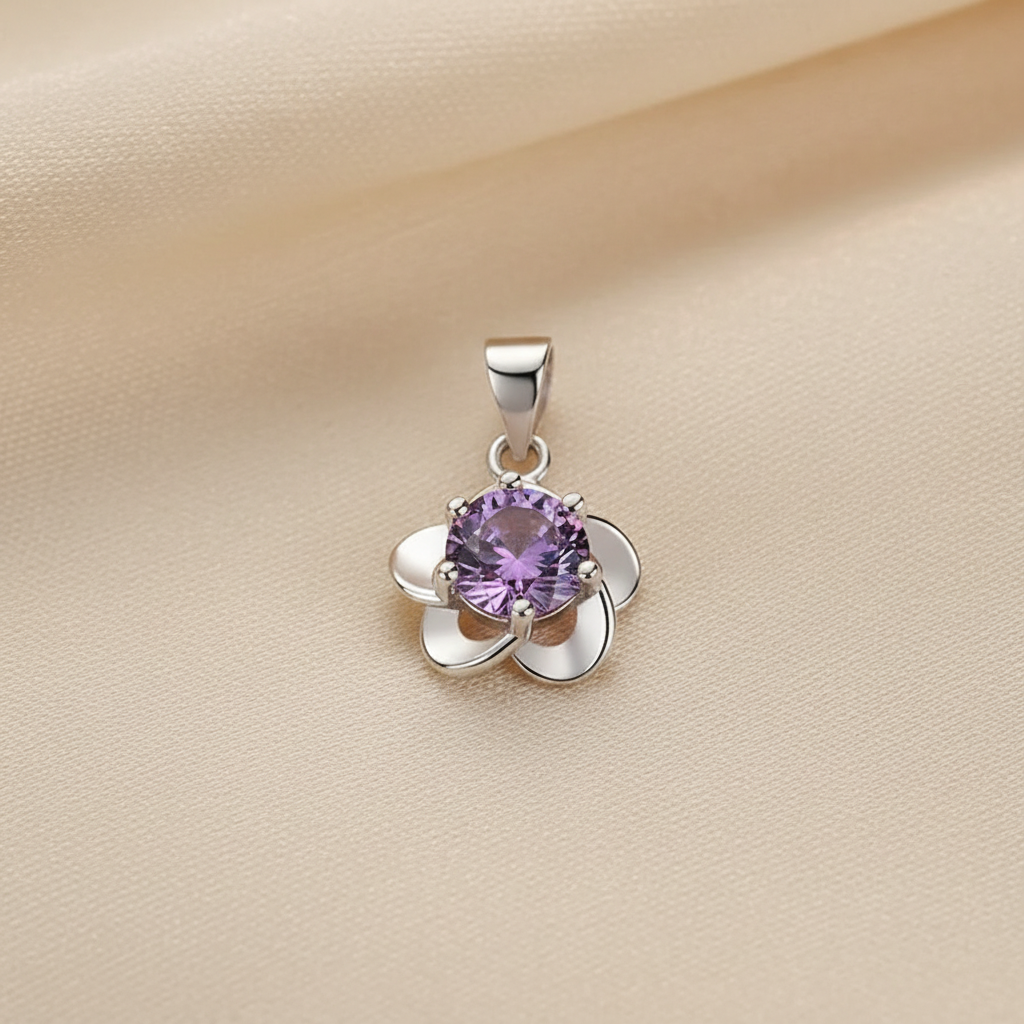 Purple flower pendant detail preview
