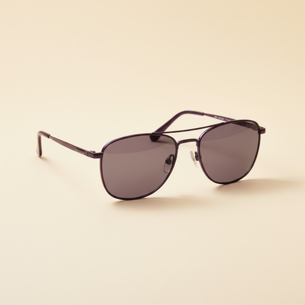 Purple metal-frame sunglasses three-quarter angle