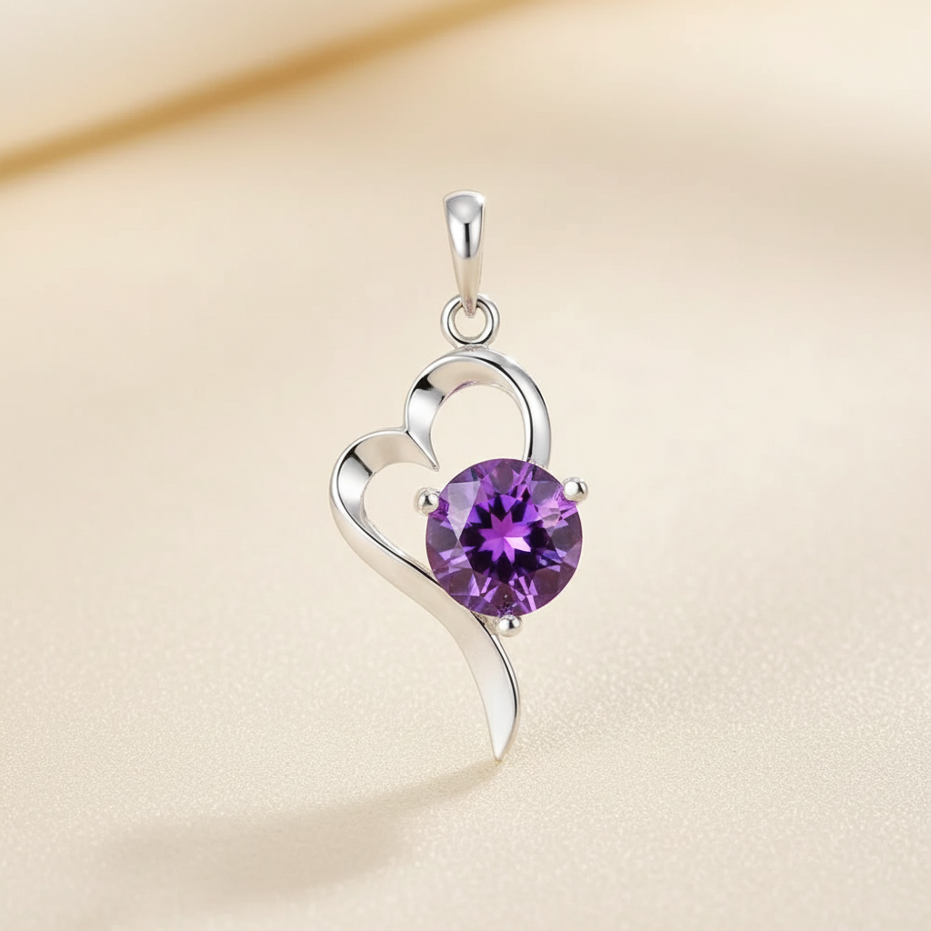 Purple-stone heart pendant hero