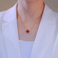 Red four-leaf clover necklace lifestyle preview