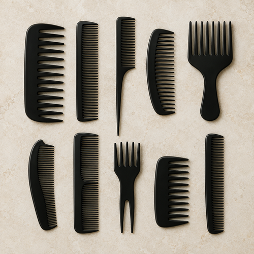 Ten-comb ivory flat lay